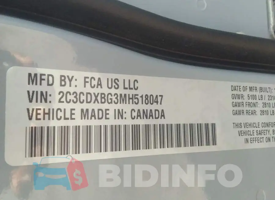 2C3CDXBG3MH518047 Photo# 9