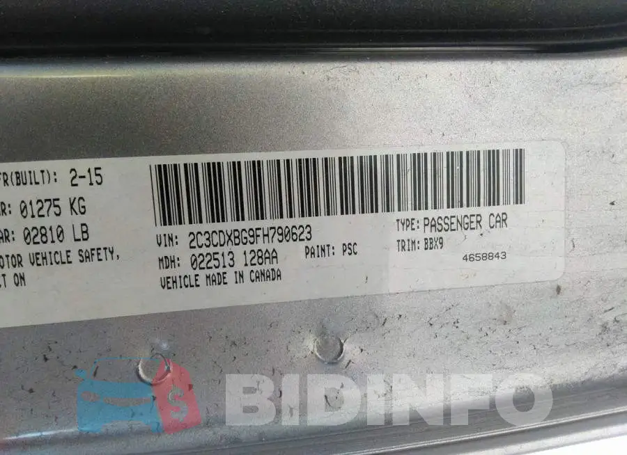 2C3CDXBG9FH790623 Photo# 9