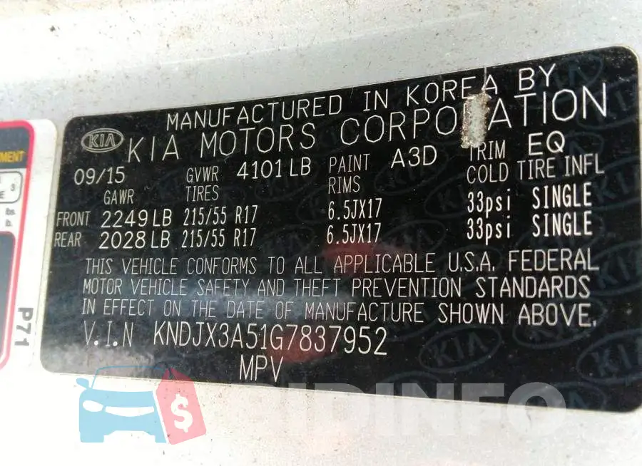 KNDJX3A51G7837952 Photo# 9