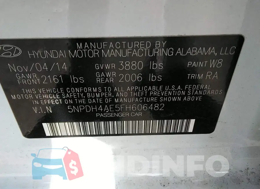 5NPDH4AE5FH606482 Photo# 9