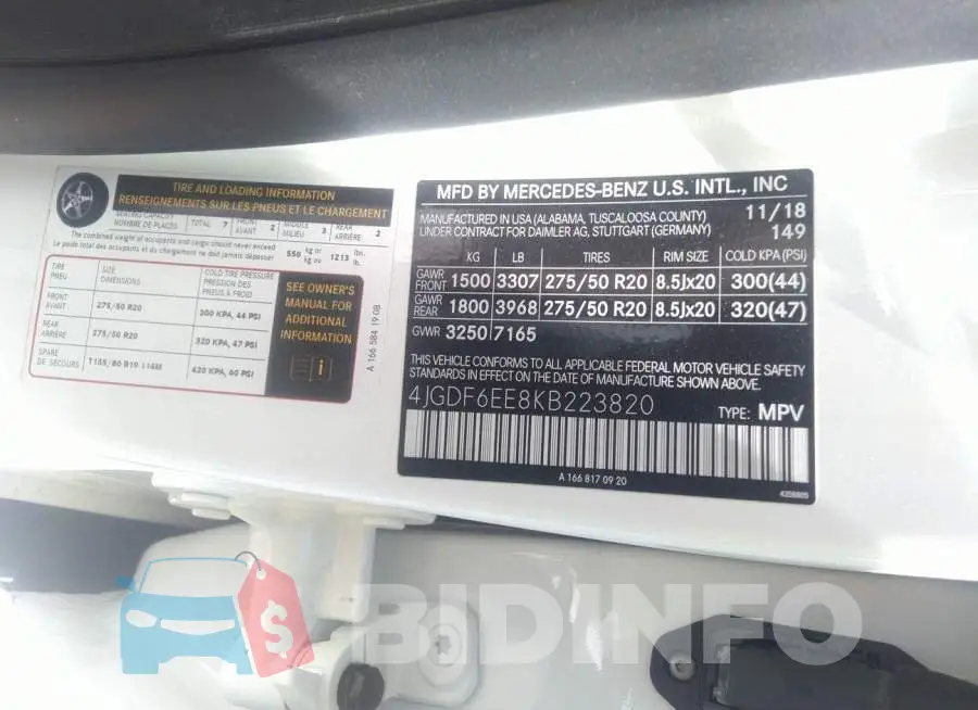 4JGDF6EE8KB223820 Photo# 9