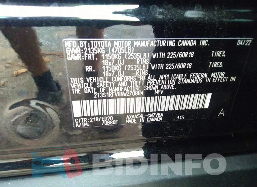 2T3S1RFV8NW270884 Photo# 9