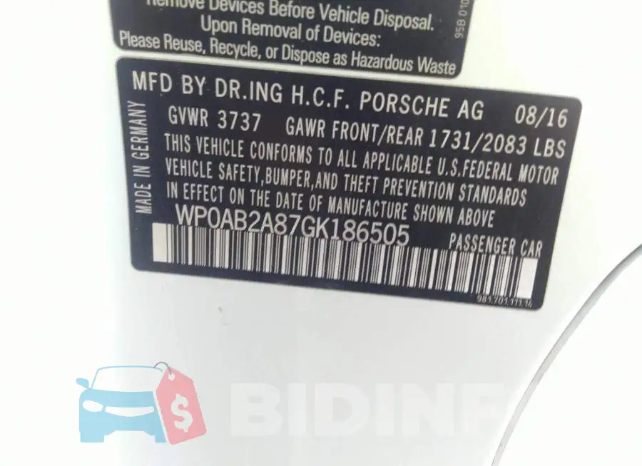 WP0AB2A87GK186505 Photo# 9