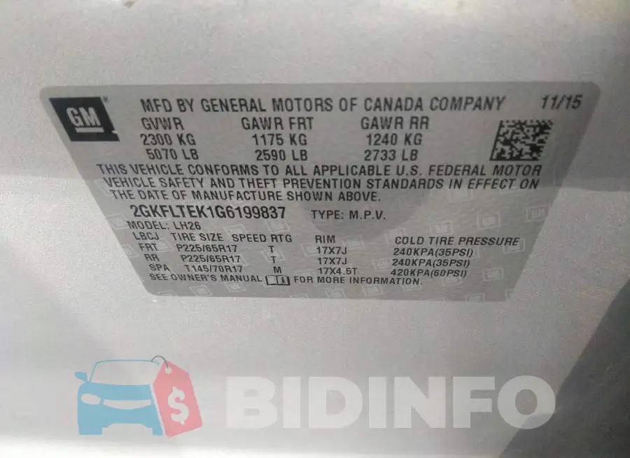 2GKFLTEK1G6199837 Photo# 9