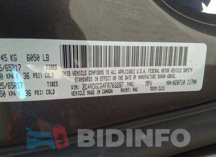 2C4RDGCG4FR703287 Photo# 9