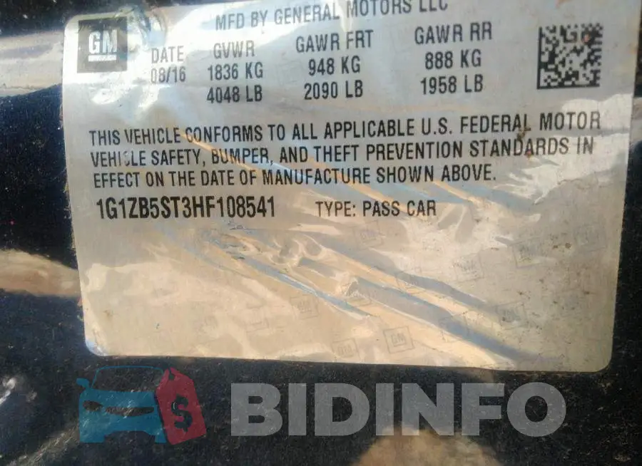 1G1ZB5ST3HF108541 Photo# 9