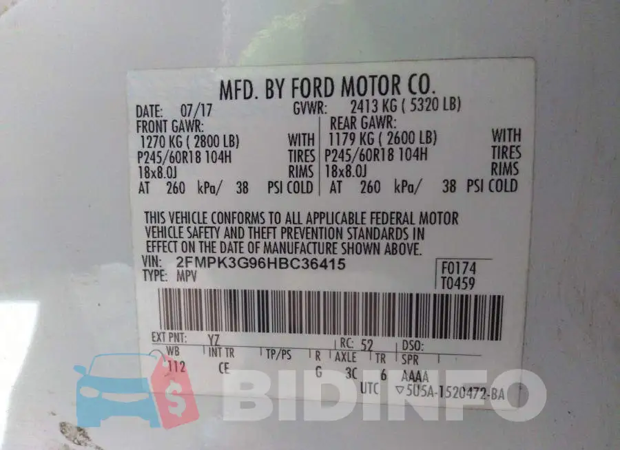 2FMPK3G96HBC36415 Photo# 9
