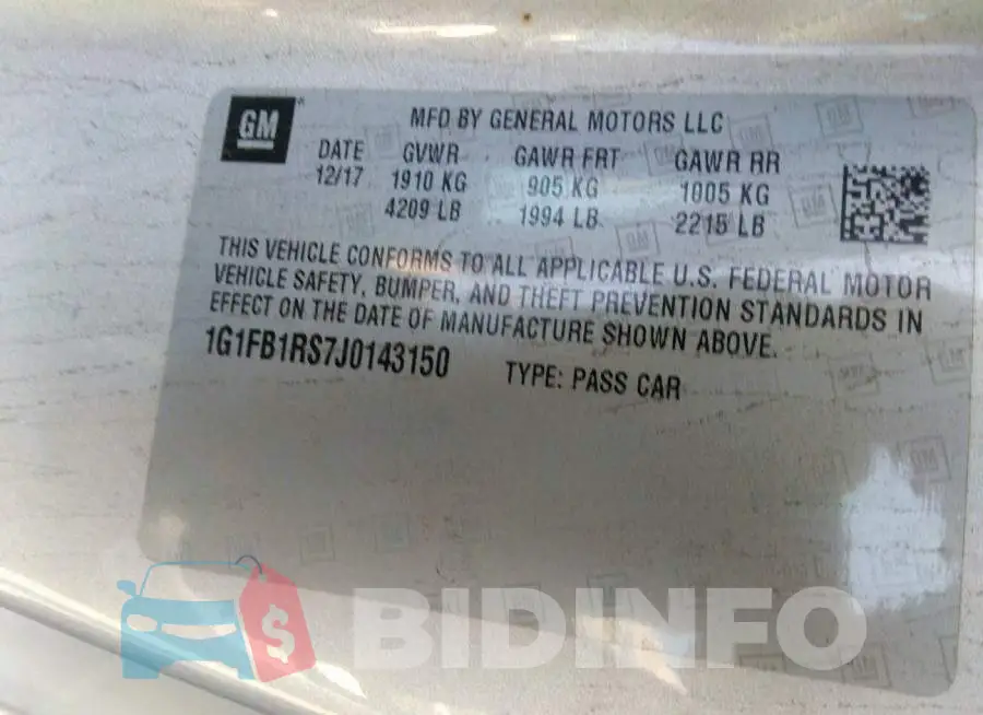 1G1FB1RS7J0143150 Photo# 9