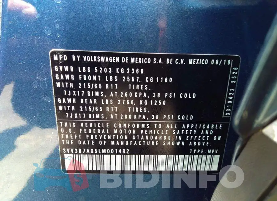 3VV3B7AX5LM001482 Photo# 9
