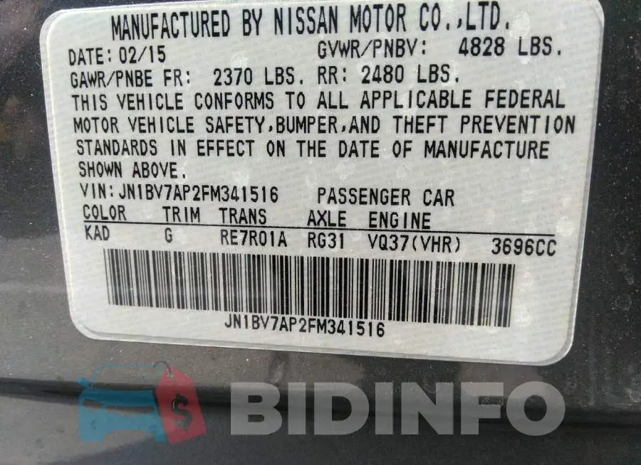 JN1BV7AP2FM341516 Photo# 9