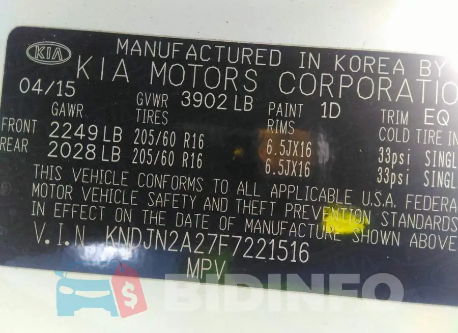 KNDJN2A27F7221516 Photo# 9