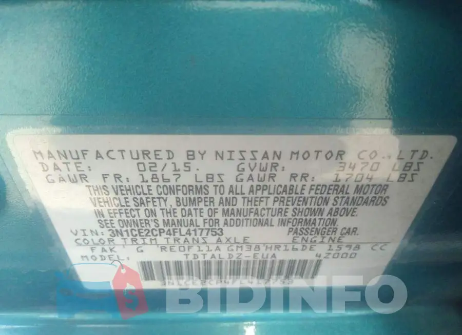 3N1CE2CP4FL417753 Photo# 9