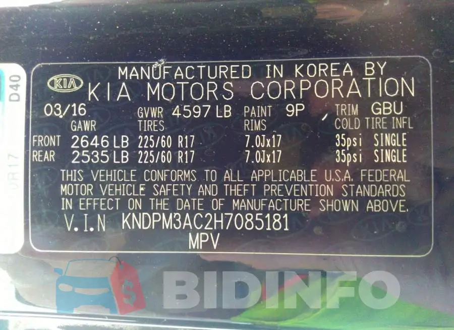 KNDPM3AC2H7085181 Photo# 9