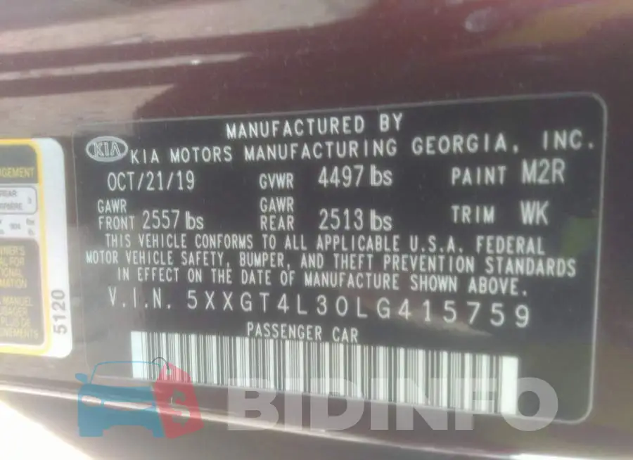 5XXGT4L30LG415759 Photo# 9