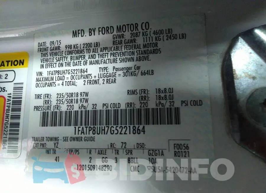 1FATP8UH7G5221864 Photo# 9