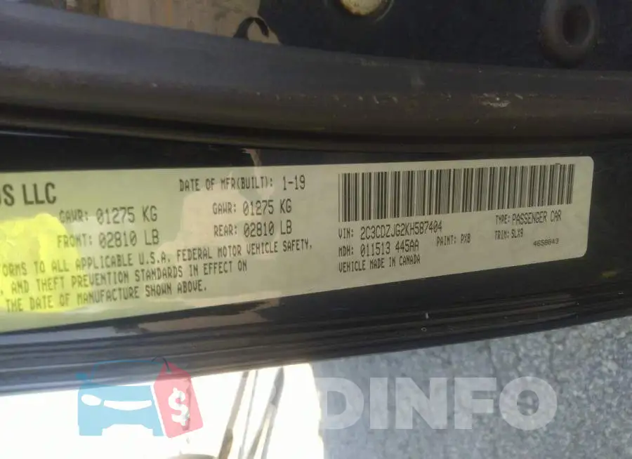 2C3CDZJG2KH587404 Photo# 9