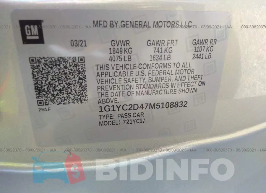 1G1YC2D47M5108832 Photo# 9
