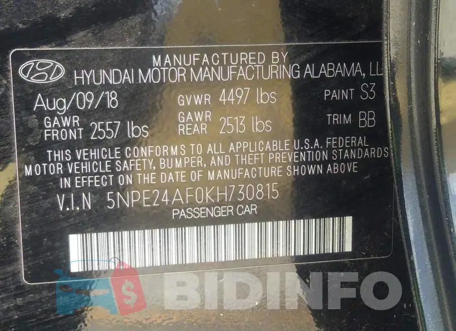 5NPE24AF0KH730815 Photo# 9
