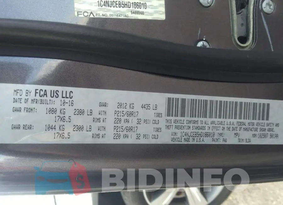 1C4NJCEB5HD186010 Photo# 9