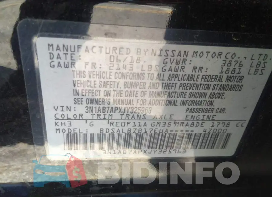 3N1AB7APXJY325963 Photo# 9
