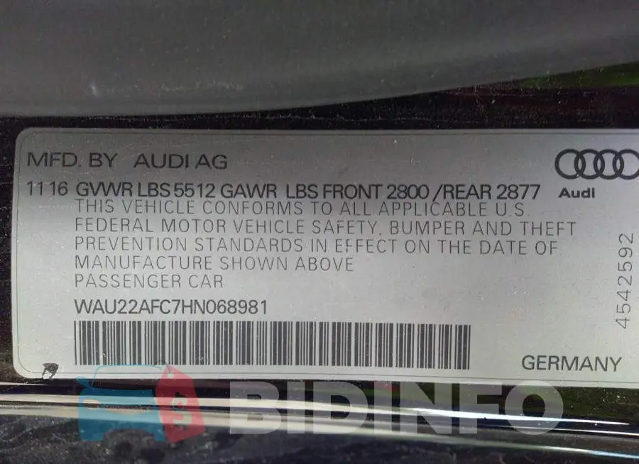 WAU22AFC7HN068981 Photo# 9