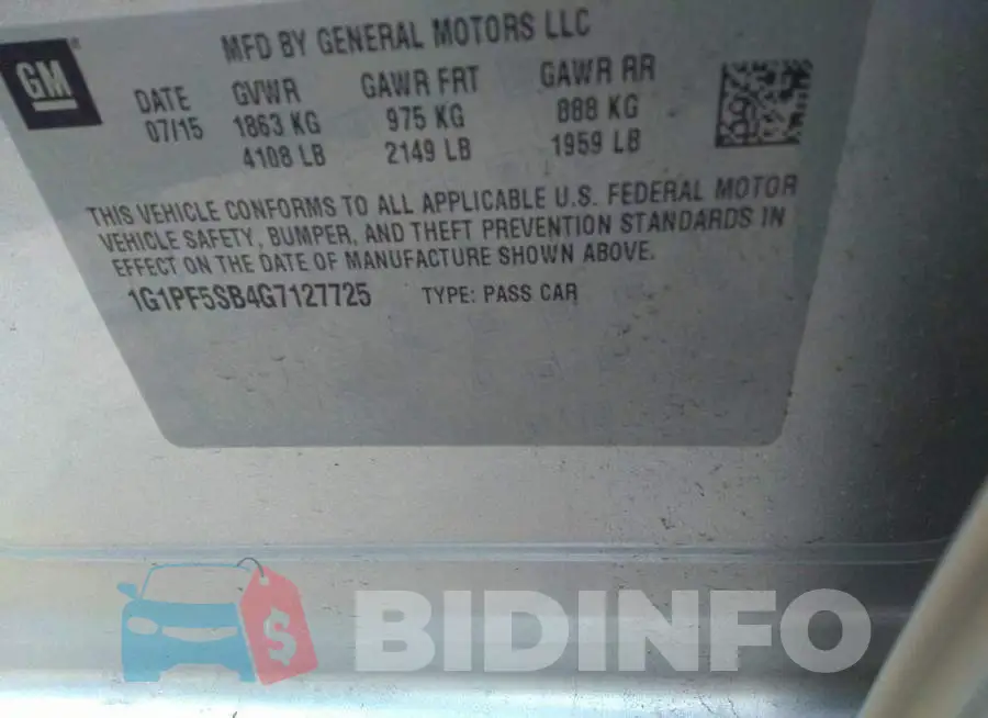 1G1PF5SB4G7127725 Photo# 9