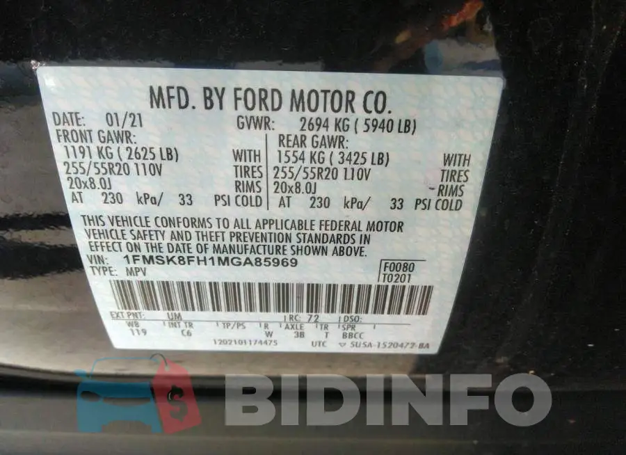 1FMSK8FH1MGA85969 Photo# 9