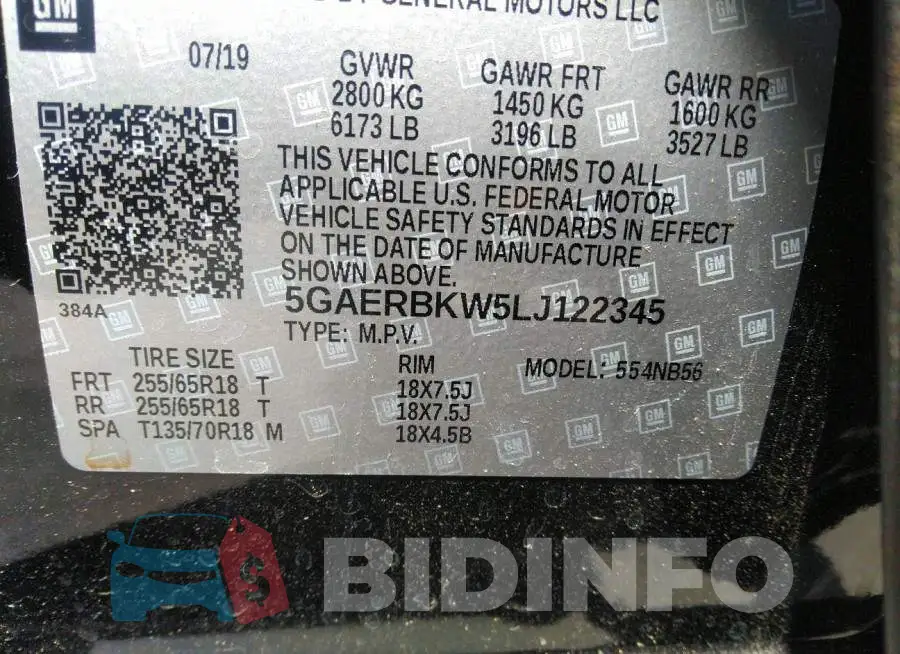 5GAERBKW5LJ122345 Photo# 9