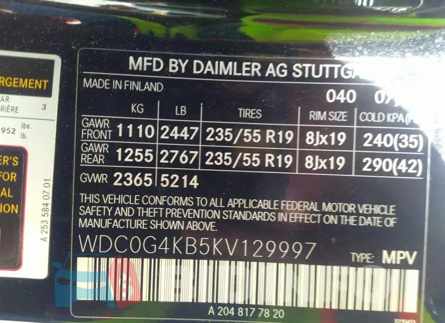 WDC0G4KB5KV129997 Photo# 9