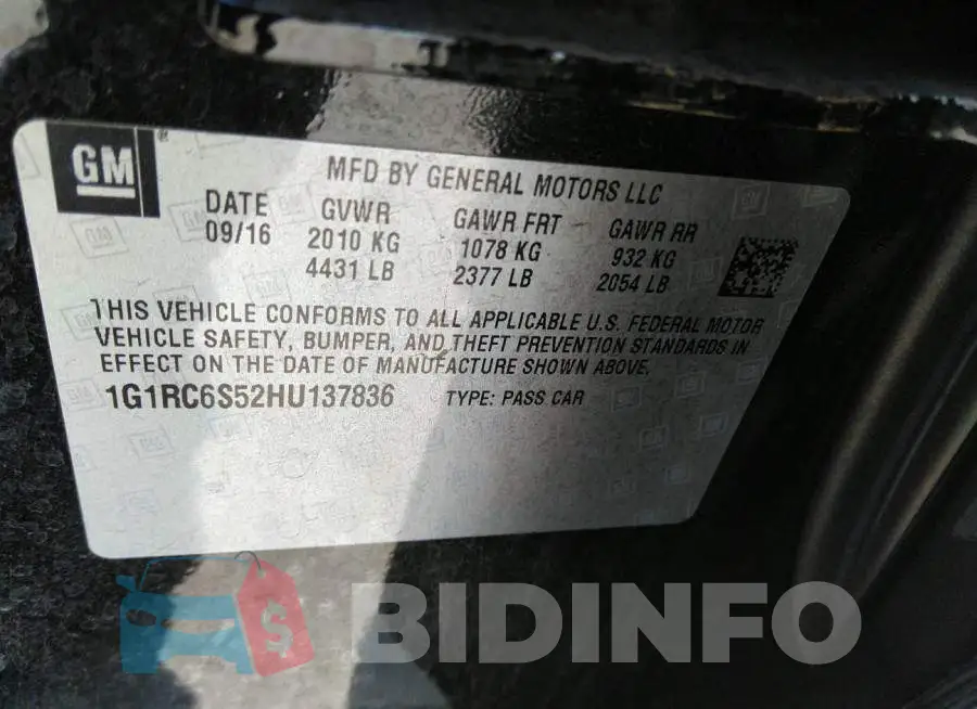 1G1RC6S52HU137836 Photo# 9