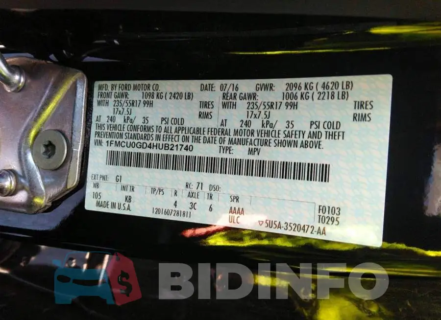 1FMCU0GD4HUB21740 Photo# 9