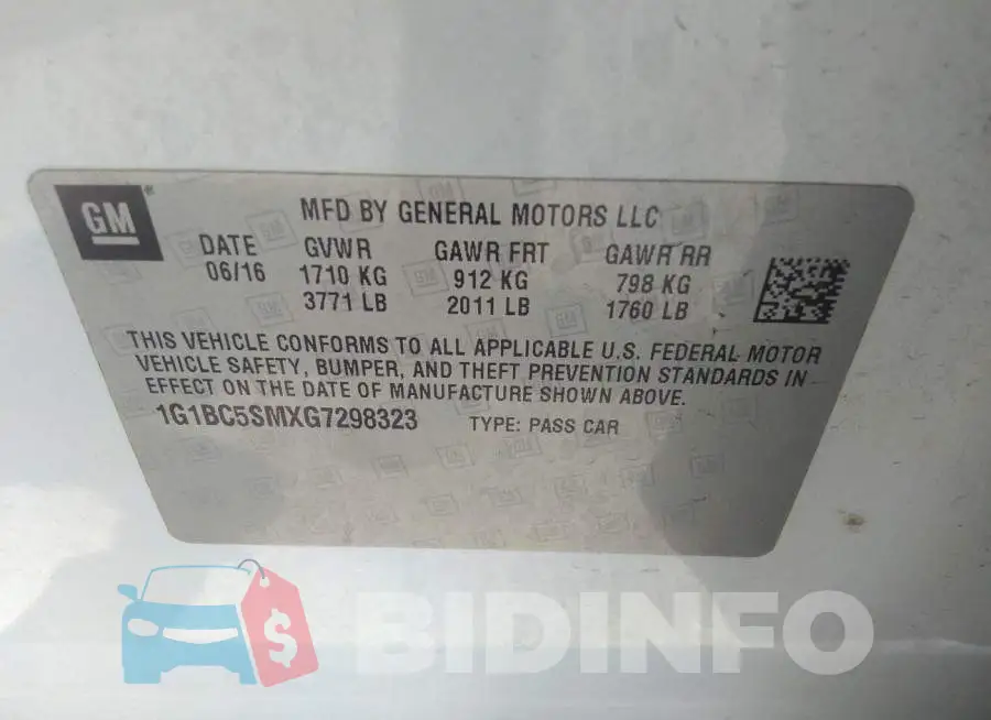 1G1BC5SMXG7298323 Photo# 9