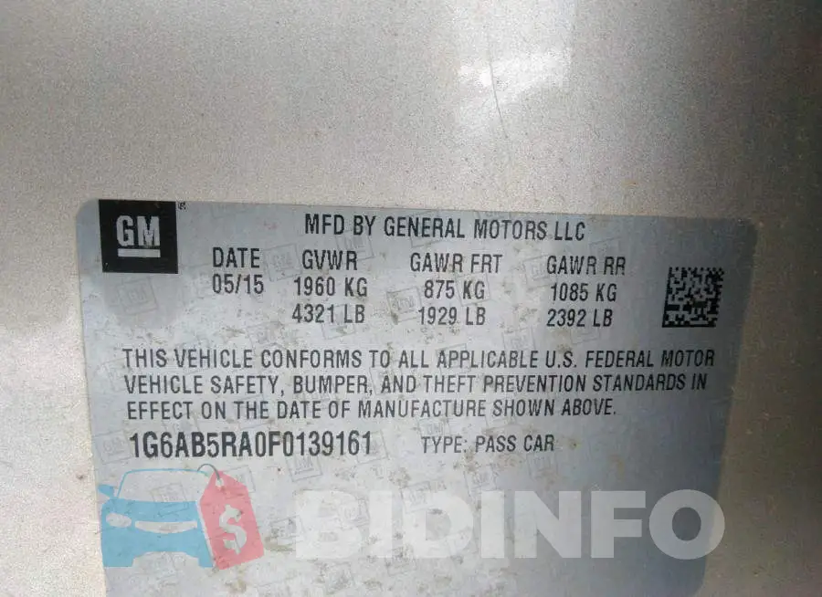1G6AB5RA0F0139161 Photo# 9
