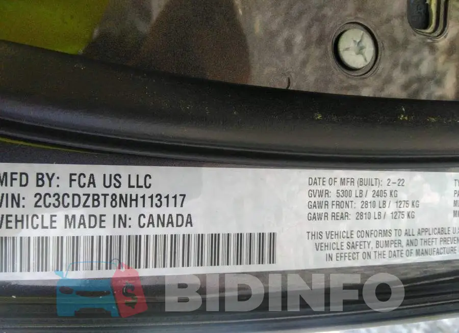 2C3CDZBT8NH113117 Photo# 9
