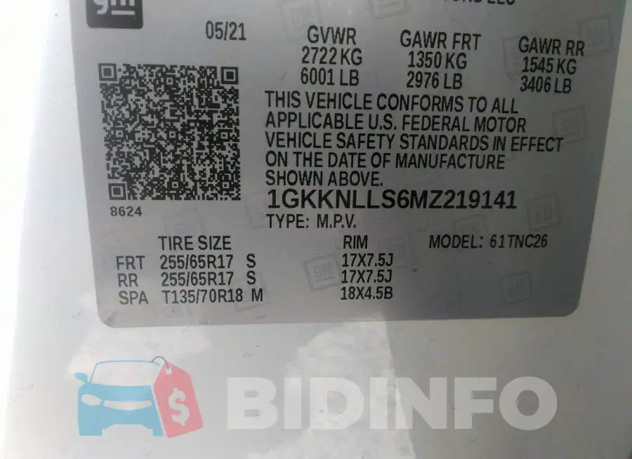1GKKNLLS6MZ219141 Photo# 9