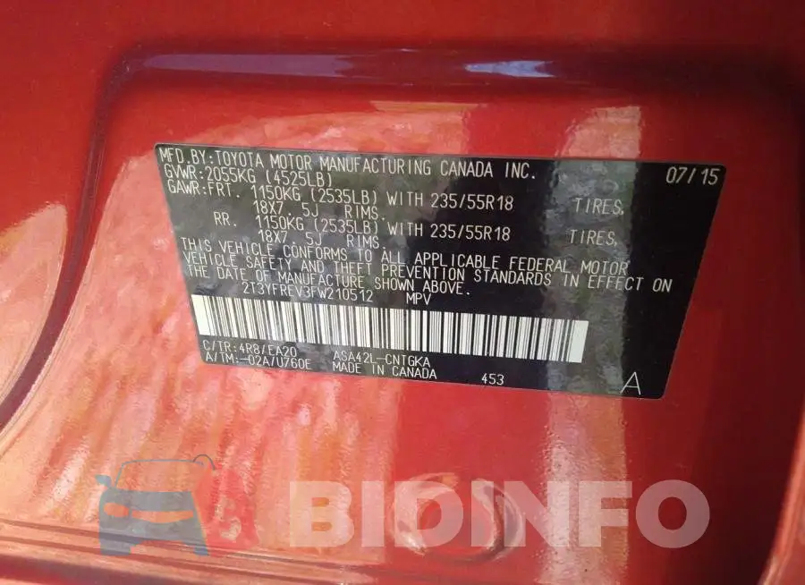 2T3YFREV3FW210512 Photo# 9
