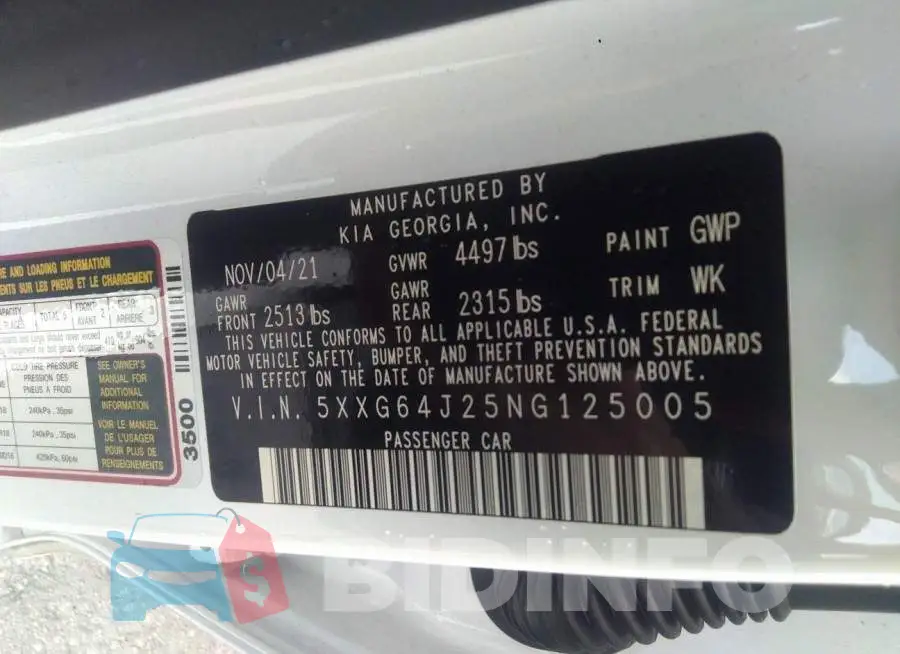 5XXG64J25NG125005 Photo# 9