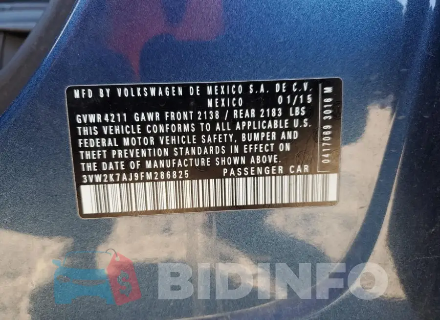 3VW2K7AJ9FM286825 Photo# 12