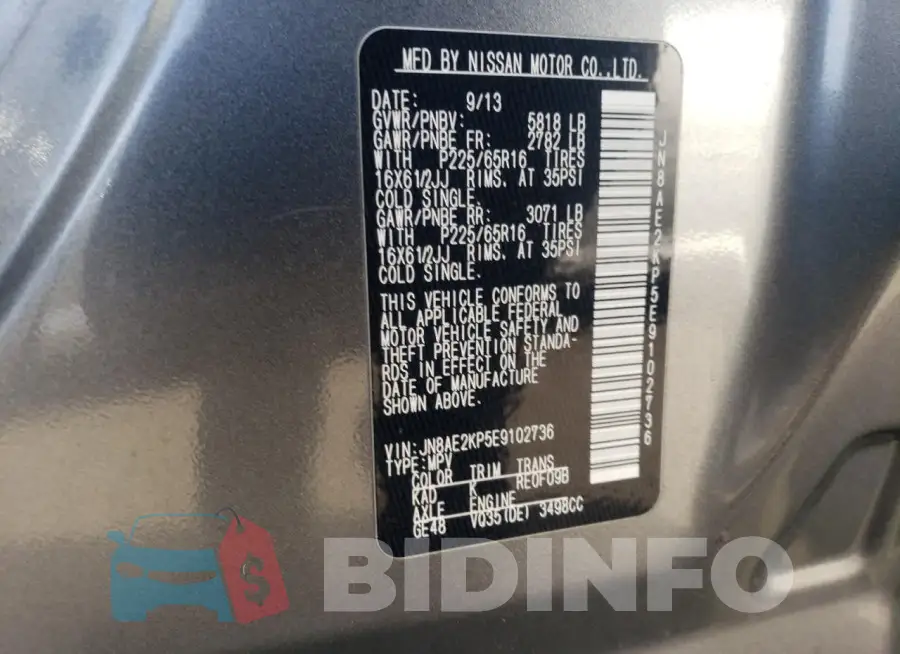 JN8AE2KP5E9102736 Photo# 12