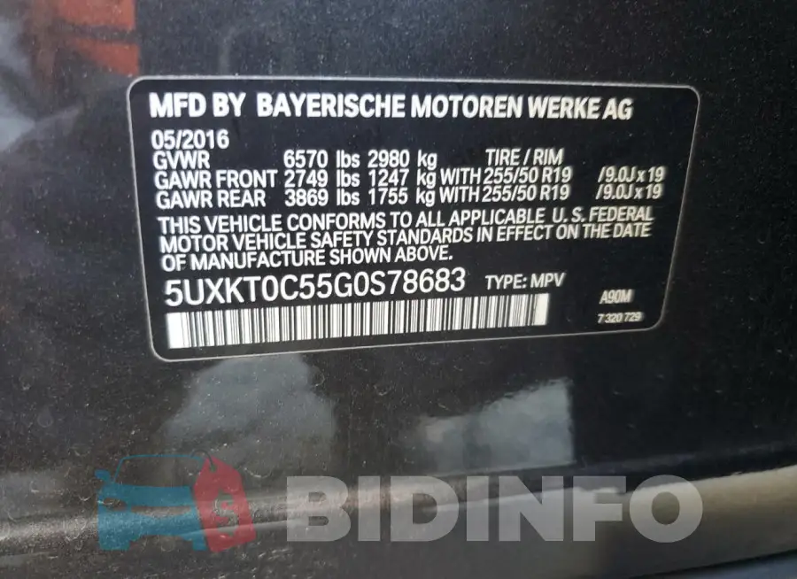 5UXKT0C55G0S78683 Photo# 12