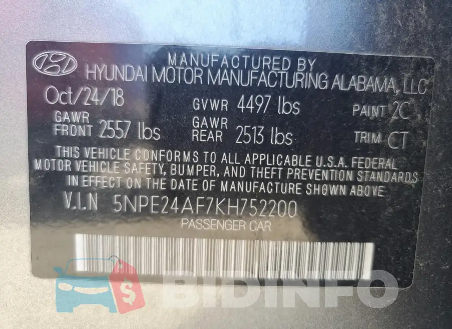 5NPE24AF7KH752200 Photo# 13