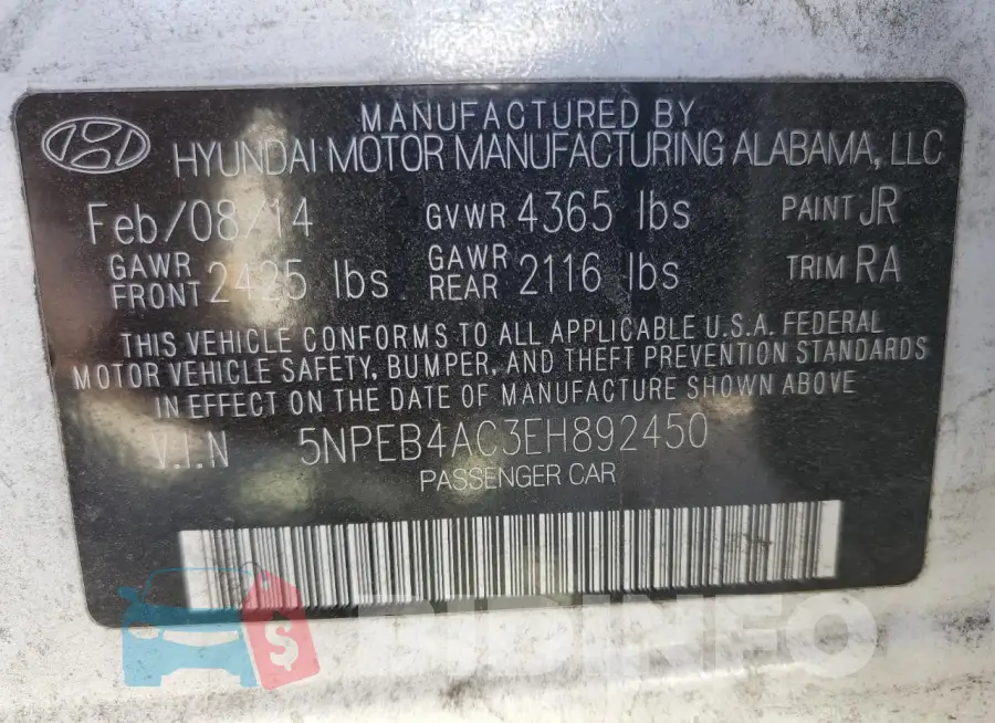5NPEB4AC3EH892450 Photo# 13