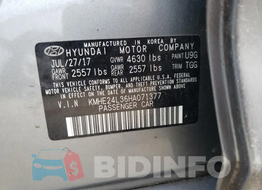 KMHE24L36HA071377 Photo# 13