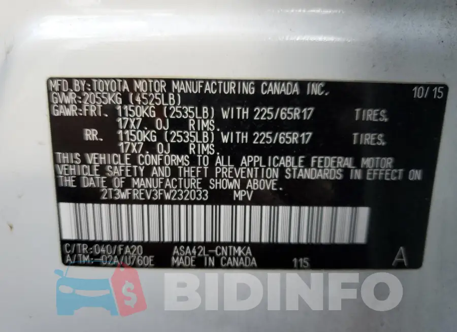 2T3WFREV3FW232033 Photo# 12