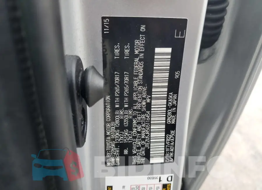 JTEZU5JR5G5116454 Photo# 14