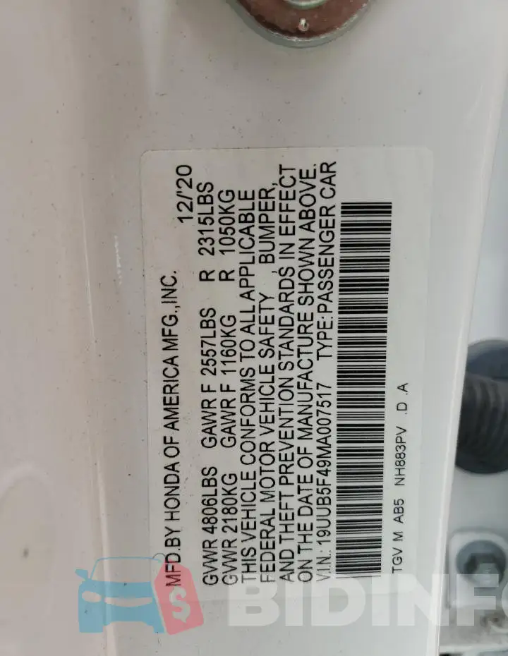 19UUB5F49MA007517 Photo# 12