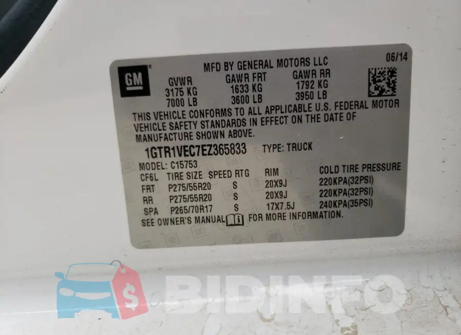 1GTR1VEC7EZ365833 Photo# 12