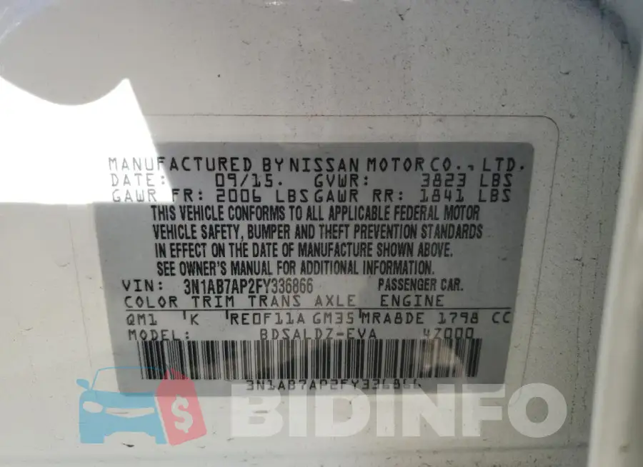 3N1AB7AP2FY336866 Photo# 12