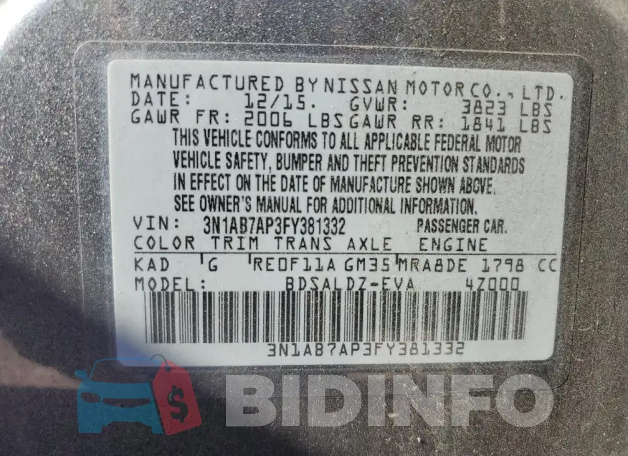 3N1AB7AP3FY381332 Photo# 12