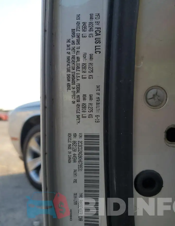 2C3CDZAG9KH679531 Photo# 13